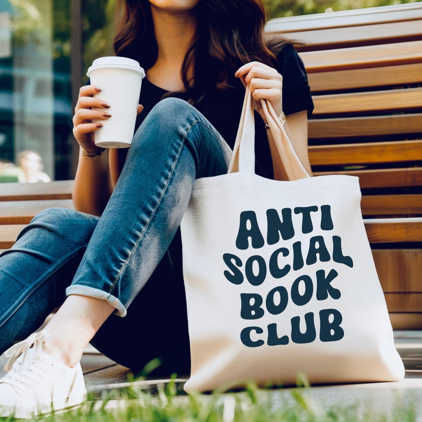 Anti social book club tote