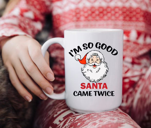 Santa came twice mug